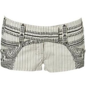 TOPSHOP by Kate Moss Embroidered Striped Shorts 8